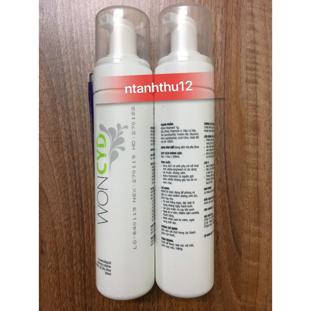 Woncyd dung dịch vệ sinh tạo bọt chai 200ml