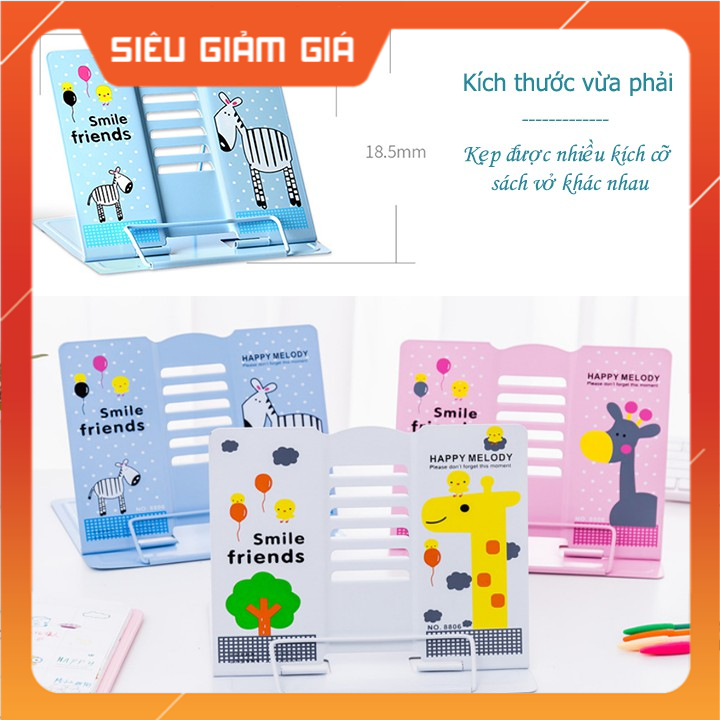 [ GIẢM 20K SHIP CHO MỌI ĐƠN HÀNG ] Giá đỡ kẹp sách cho bé đọc bài chống cận thị bằng kim loại in hình dễ thương kẹp được tất cả loại sách, Phụ kiện đọc sách - Giá đỡ sách chống cận thị - Kẹp đọc sách - Giá kẹp sách để bàn tiện ích