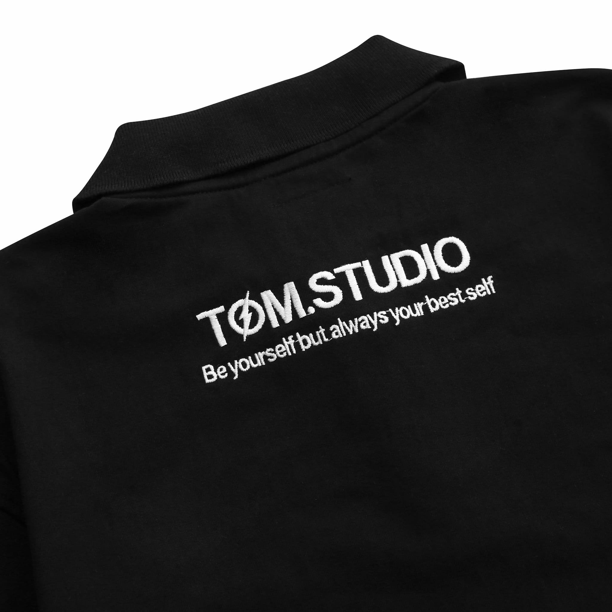 Áo thun polo TÓM.STUDIO họa tiết thêu logo basic - Đen