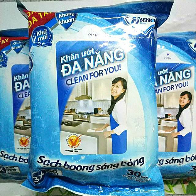 Khăn Ướt Đa Năng Nano - Gói 30 Miếng