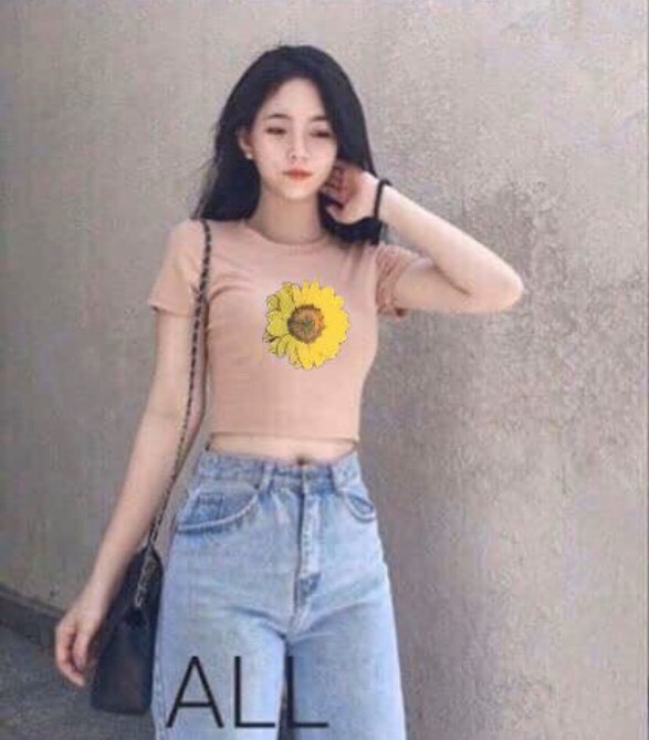Áo coptop form body in hình hoa cúc vàng trước ngực cute TTSLA0021