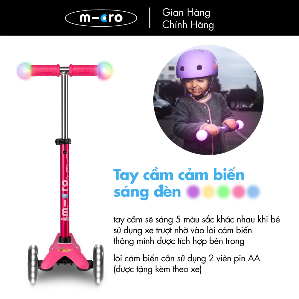 Xe trượt scooter Micro Mini Deluxe Magic (phiên bản tay cầm và bánh xe đèn LED)