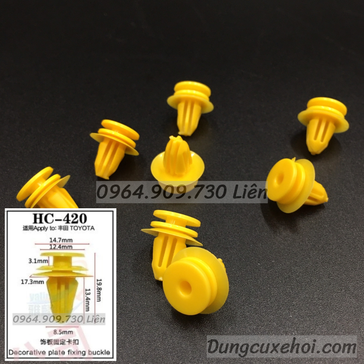 Bộ 20 đinh tán, chốt vít nở vit Nhựa Loại 1 cho xe hơi ô tô toyota Nhựa Nylon Polyme AHC420