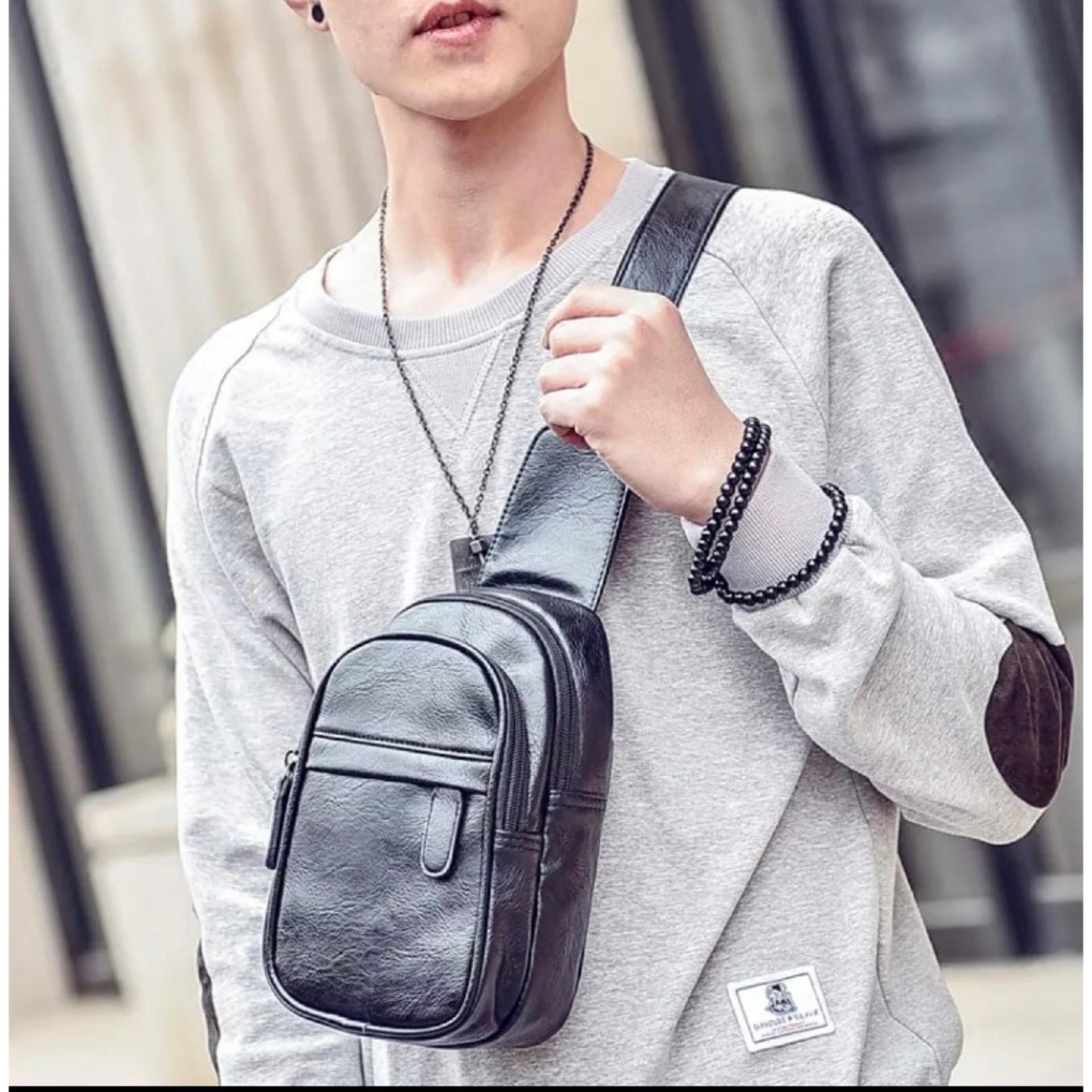 Túi Đeo Chéo Da Cao Cấp nhỏ gọn (Đen) T1