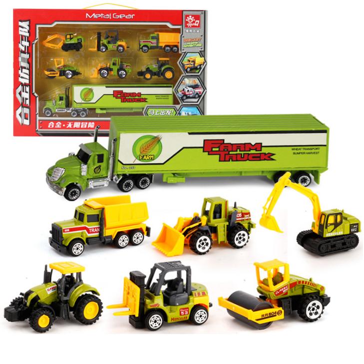 Bộ xe công trình die cast mini bằng hợp kim và nhựa Đồ chơi trẻ em