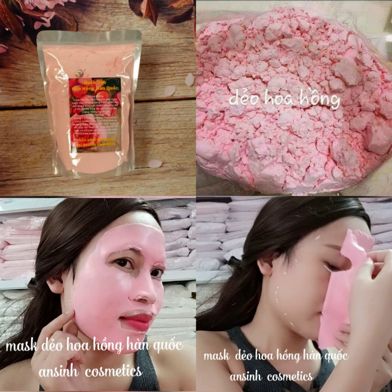 1KG  MASK DẺO HOA HỒNG  LÀM MỜ NÁM & TRẮNG DA