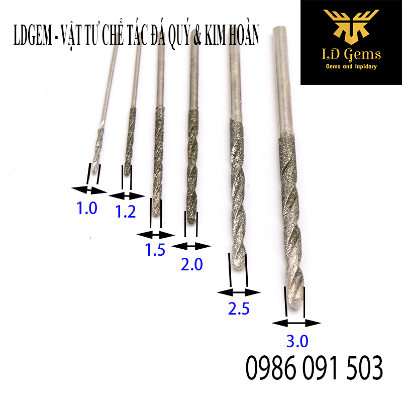 Mũi khoan đá quý, đá cẩm thạch, ngọc bích (Khoan xoắn)