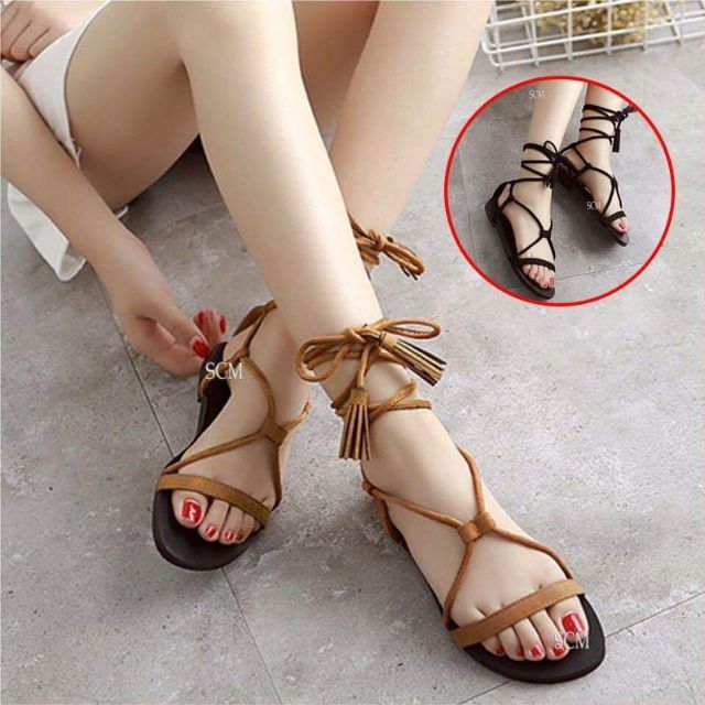 [Freeship đơn từ 0đ] Sandal thắt dây tua rua