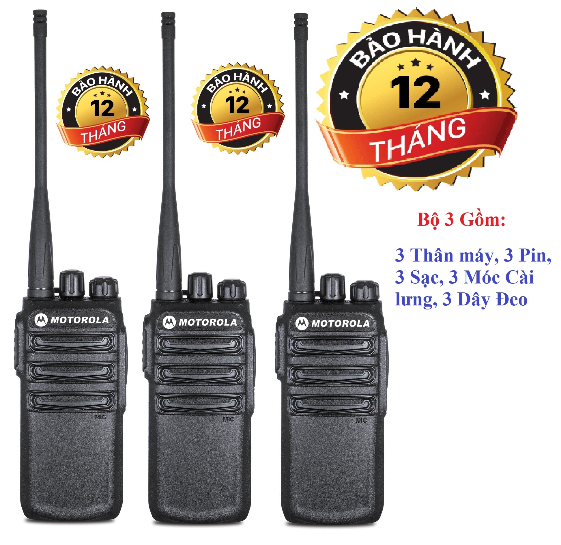 Bộ 3 Bộ đàm Motorola CP838/CP-838 (Siêu bền, Loa chống từ tính, Pin dung lượng lớn, cự ly liên lạc xa)