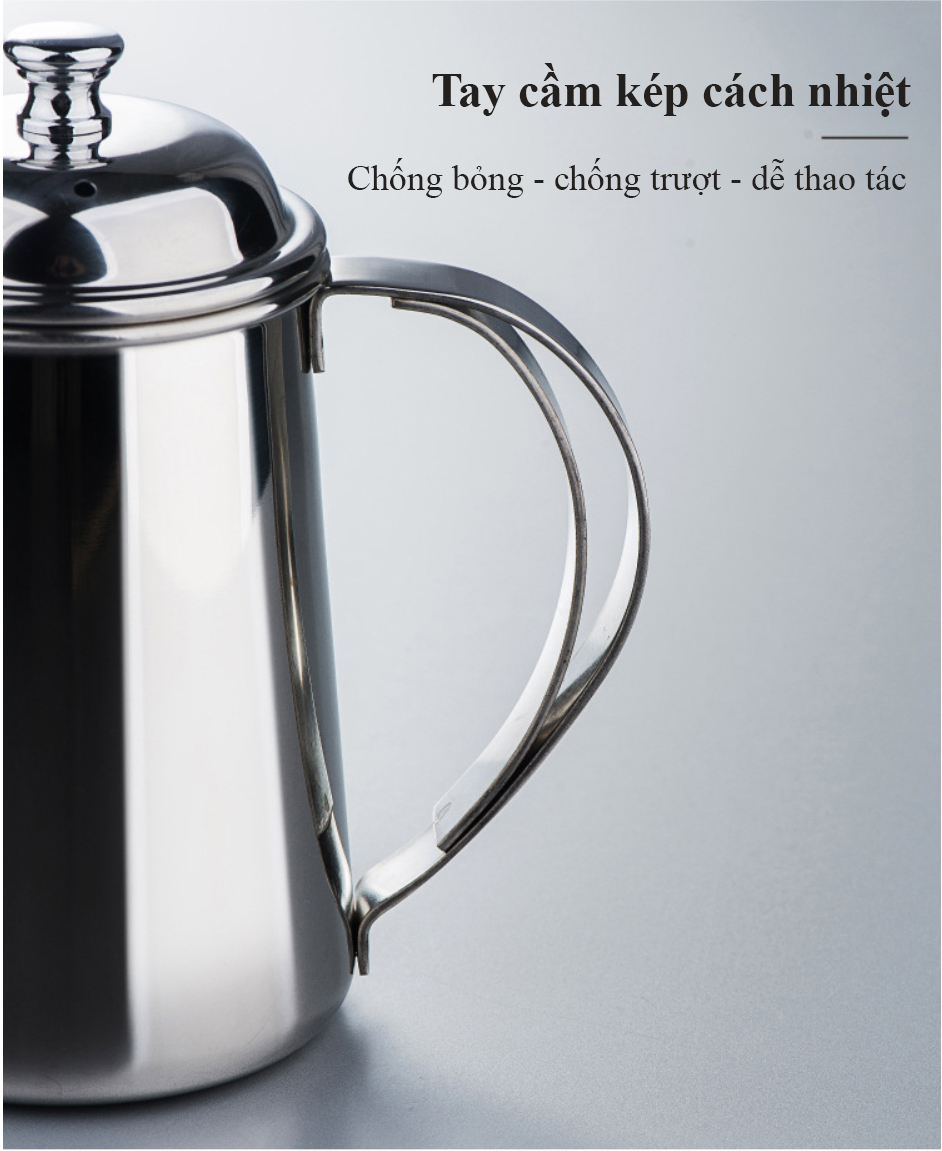 Ấm cổ ngỗng pha cafe 650ml Inox 304 cao cấp