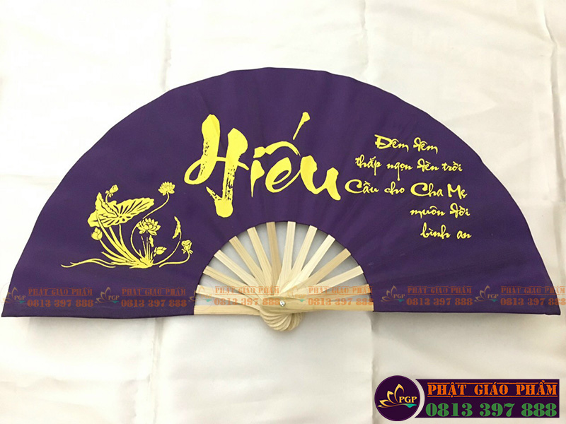 Quạt  Cầm Tay Thư Pháp  - Vải Lụa