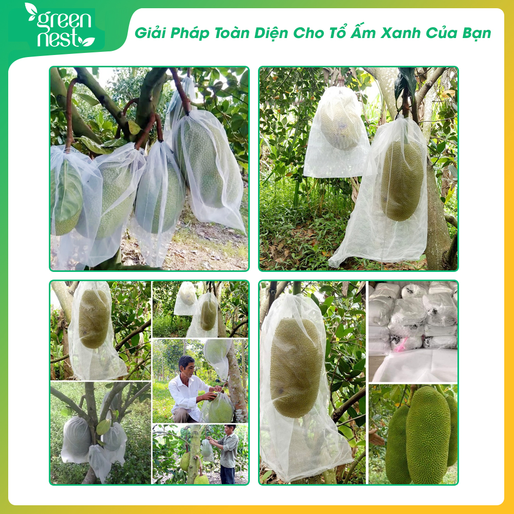 100 túi vải lưới bọc mít 50x70cm siêu bền -chống ruồi, chim, côn trùng hút chích, chịu nắng mưa quanh năm