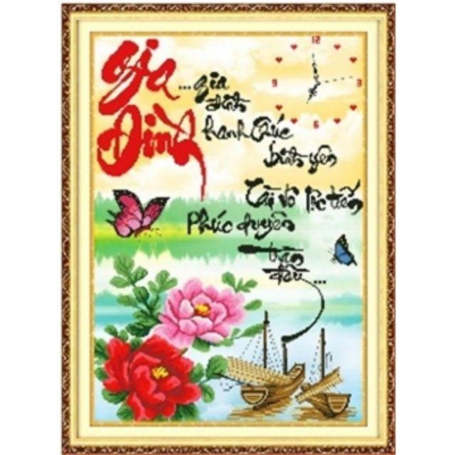 Tranh thêu gia đình 222688 kích thước 49 x 66 cm