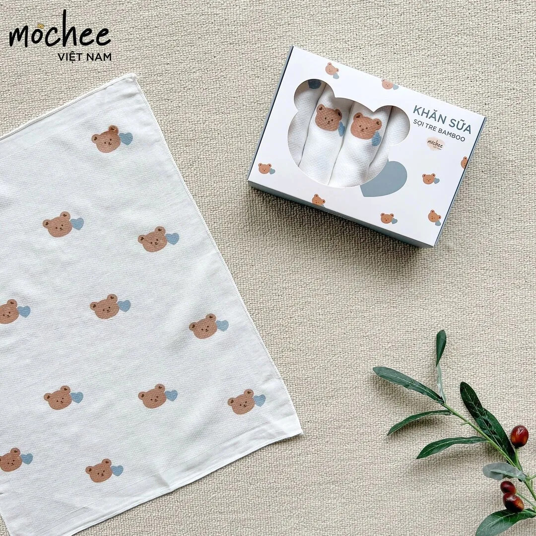 Set 6 khăn sữa vải sợi tre bamboo Mochee 30x37cm