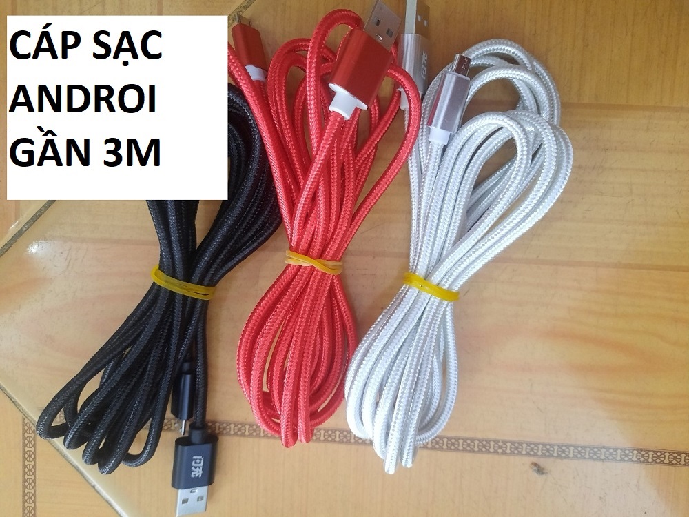 [HCM]Cáp sạc androi bọc dù siêu bền dài gần 3m