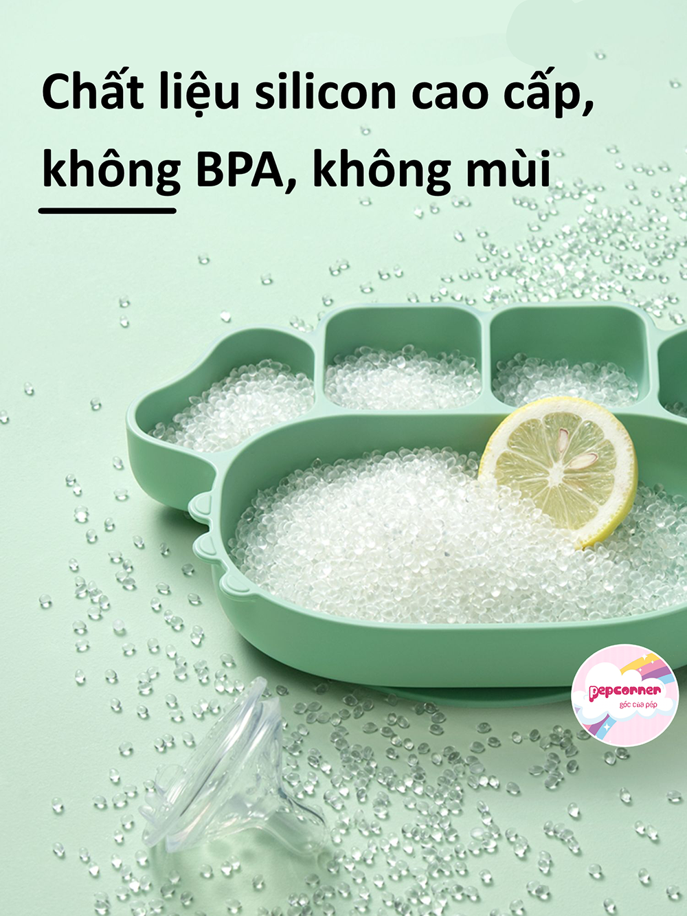Khay ăn dặm silicon cao cấp có đế hít dính