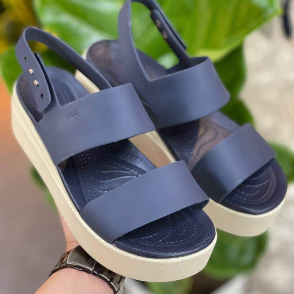 Sandal nhựa đi mưa cross booklym low cao 5cm dành cho nữ màu navy