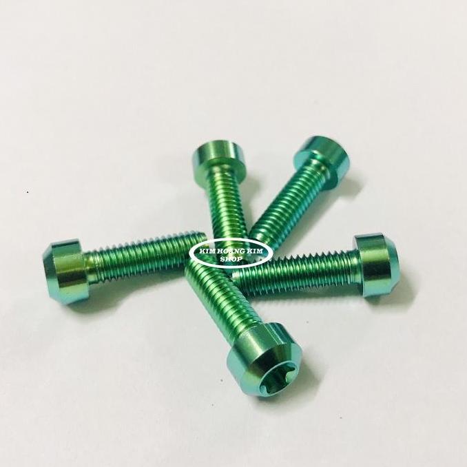 5 con Ốc Titan GR5 Đầu Trụ 6li 2 Xanh Lục Bảo (Titan 100% )