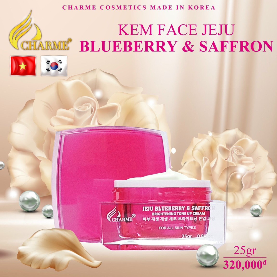 Kem face dưỡng trắng hồng Blueberry 60ml - combo face mới
