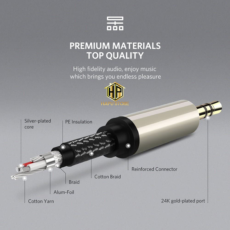 Cáp âm thanh AUX 3.5mm Ugreen 40785 dài 10m chính hãng - Hapustore