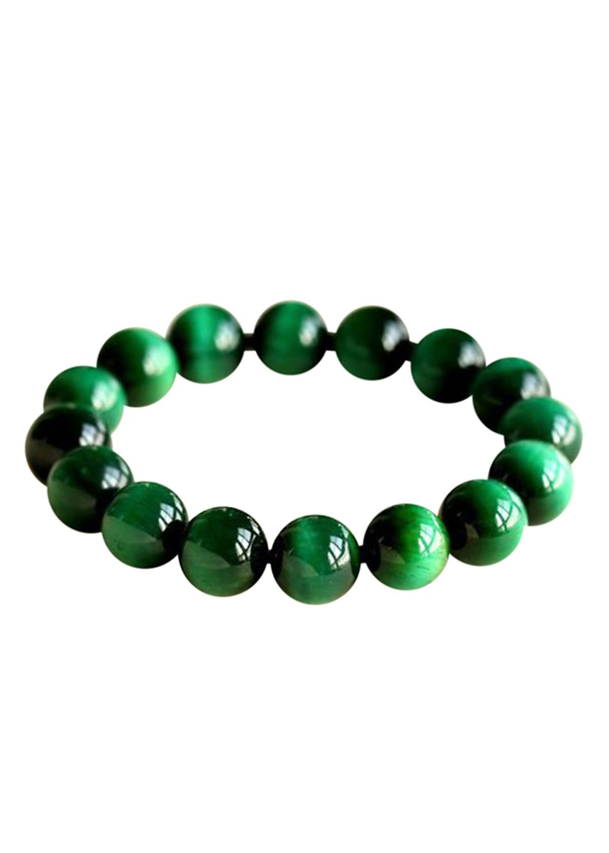 Vòng Tay  Phong Thủy Đá Mắt Hổ Xanh Lá - Hợp Mệnh Mộc, Mệnh Hỏa - Chiêu Tài Chiêu Lộc - Đá Thiên Nhiên - vòng phong thủy mệnh thủy - tặng kèm dây, đá dự phòng