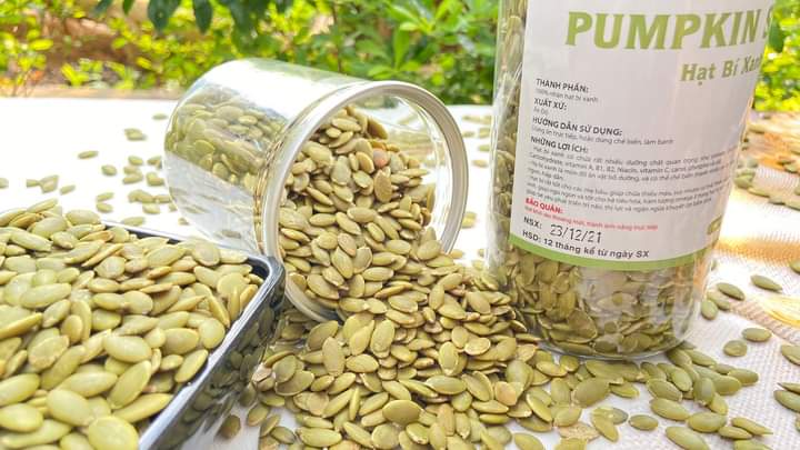 Nhân hạt bí xanh Ấn Độ (đã tách vỏ) hũ 250gr-500gr