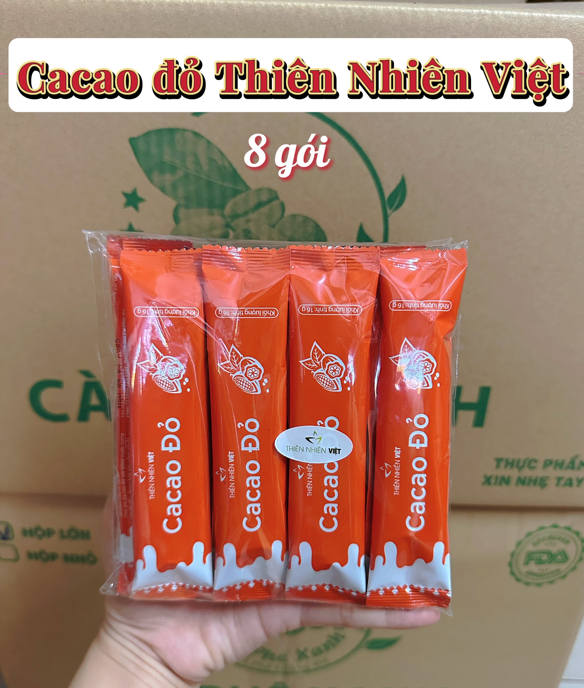 Cacao đỏ hỗ trợ giảm cân Thiên Nhiên Việt 8 gói