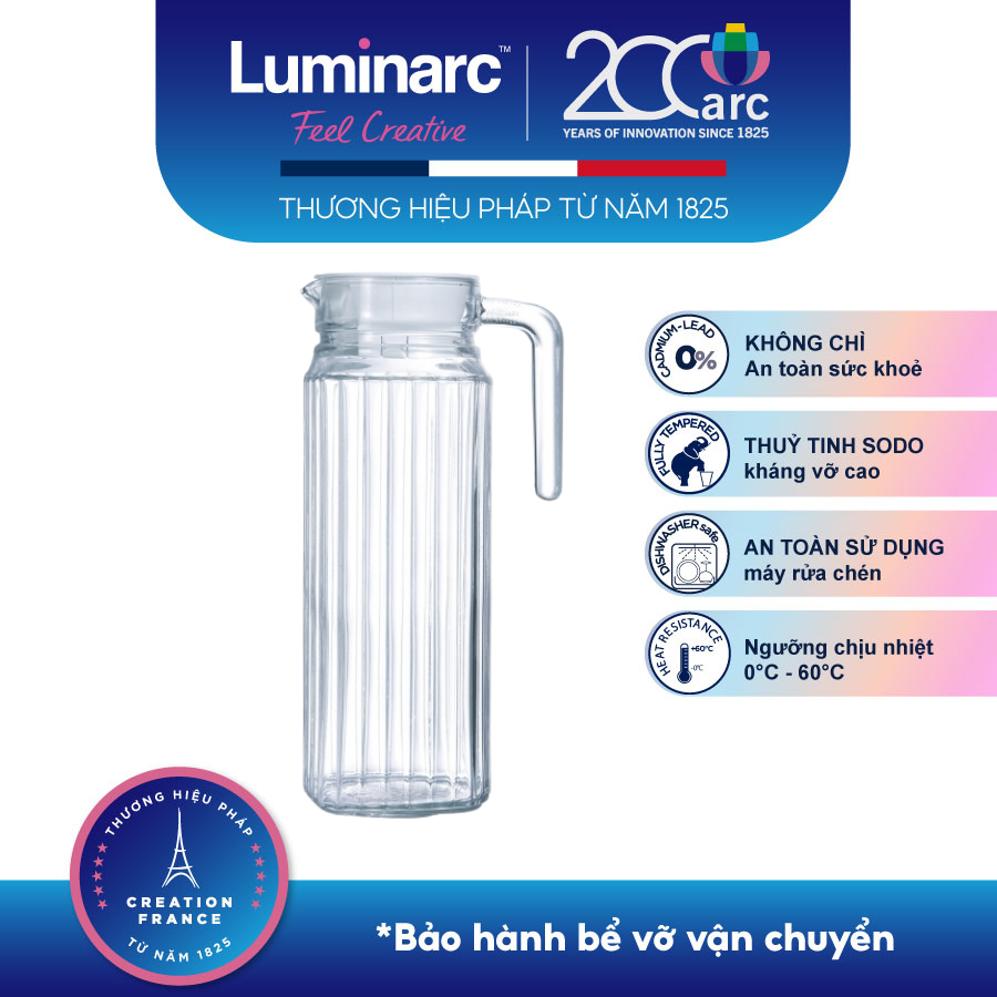 Bình Nước Thuỷ Tinh Luminarc Quadro 1.1L - LUQUG2666