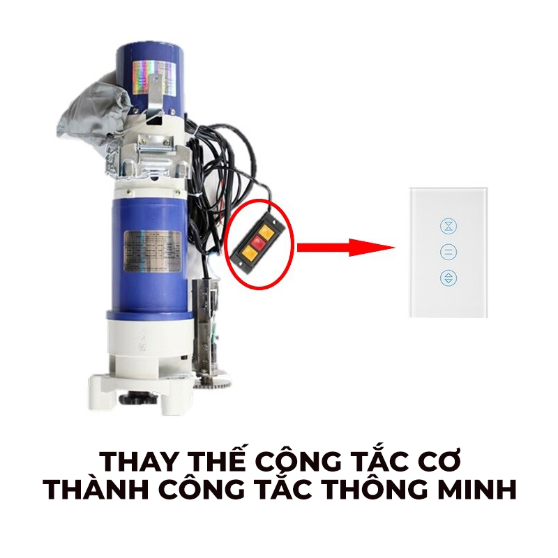 Công tắc cửa cuốn Tuya Wifi/ Zigbee Akia - Điều khiền từ xa, Hẹn giờ bật tắt, Kết nối app Smart Life, viền nhôm mặt kính cảm ứng