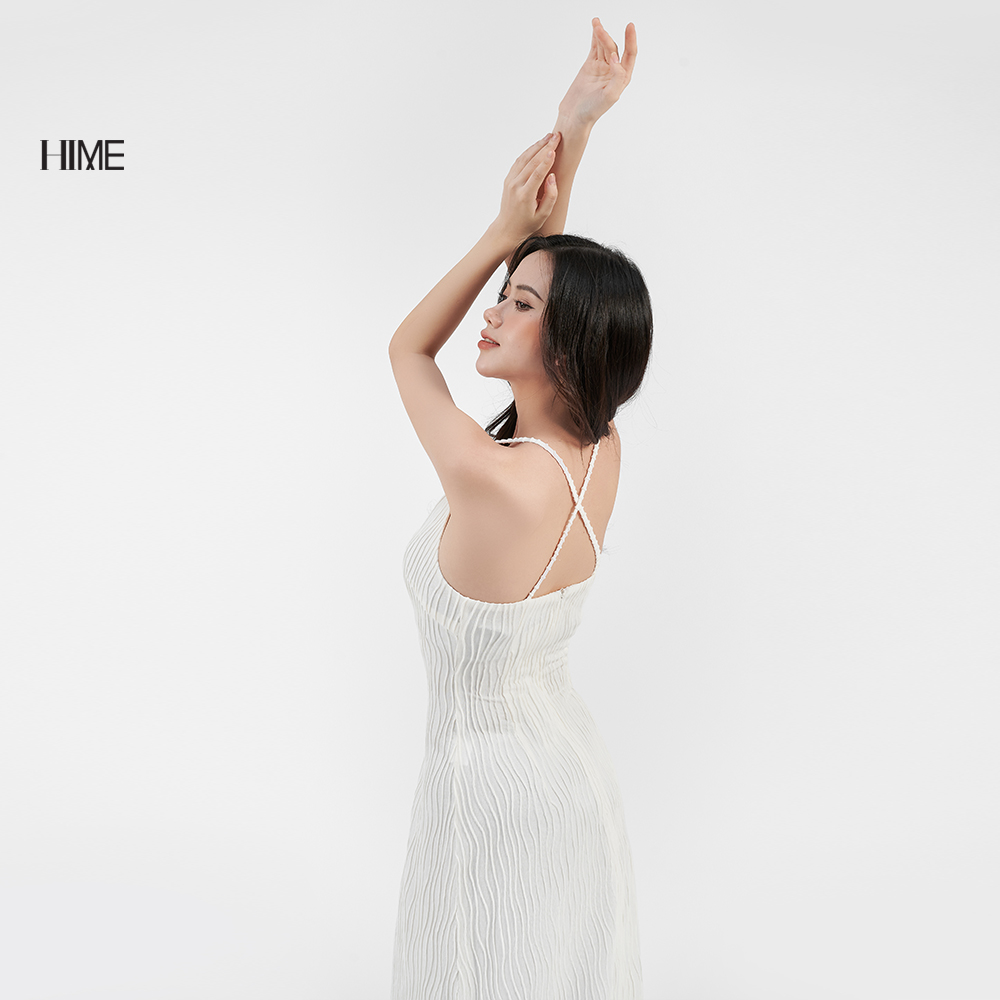 Váy midi cổ yếm trắng HIME H106