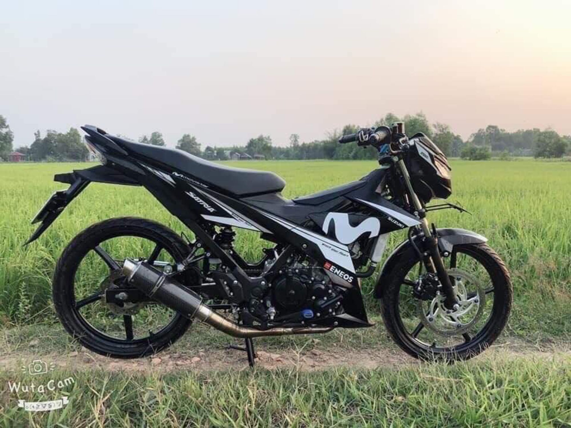 [HCM]Tem dán xe satria - raider   tem rời mẫu movistar dán xe đen