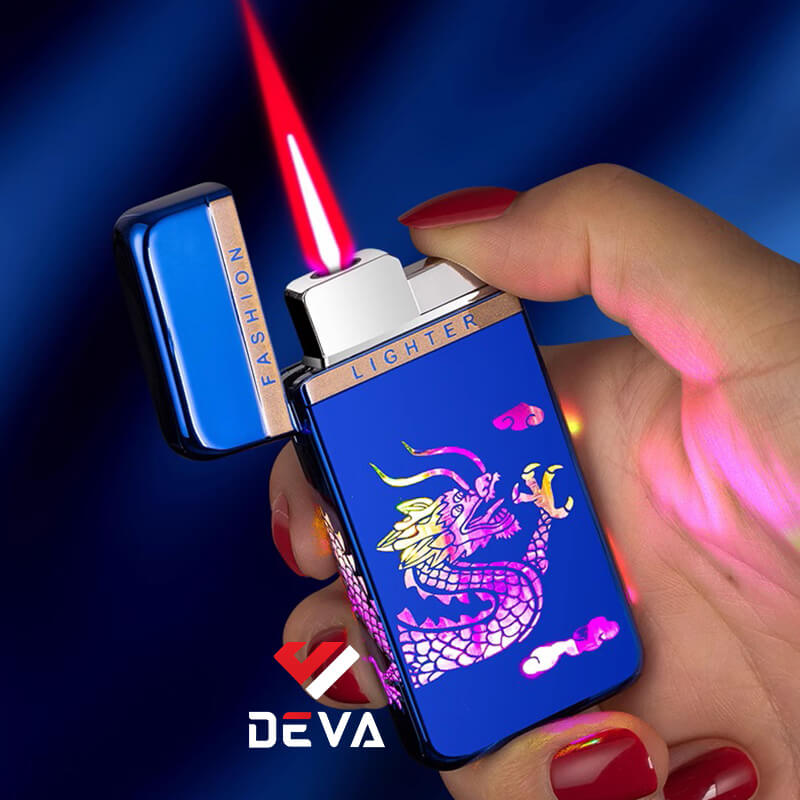 DEVA SHOP HỘP QUẸT , BẬT LỬA khò hình rồng có đèn led đổi màu WD881 , bật lửa siêu mỏng , bật lửa khò .