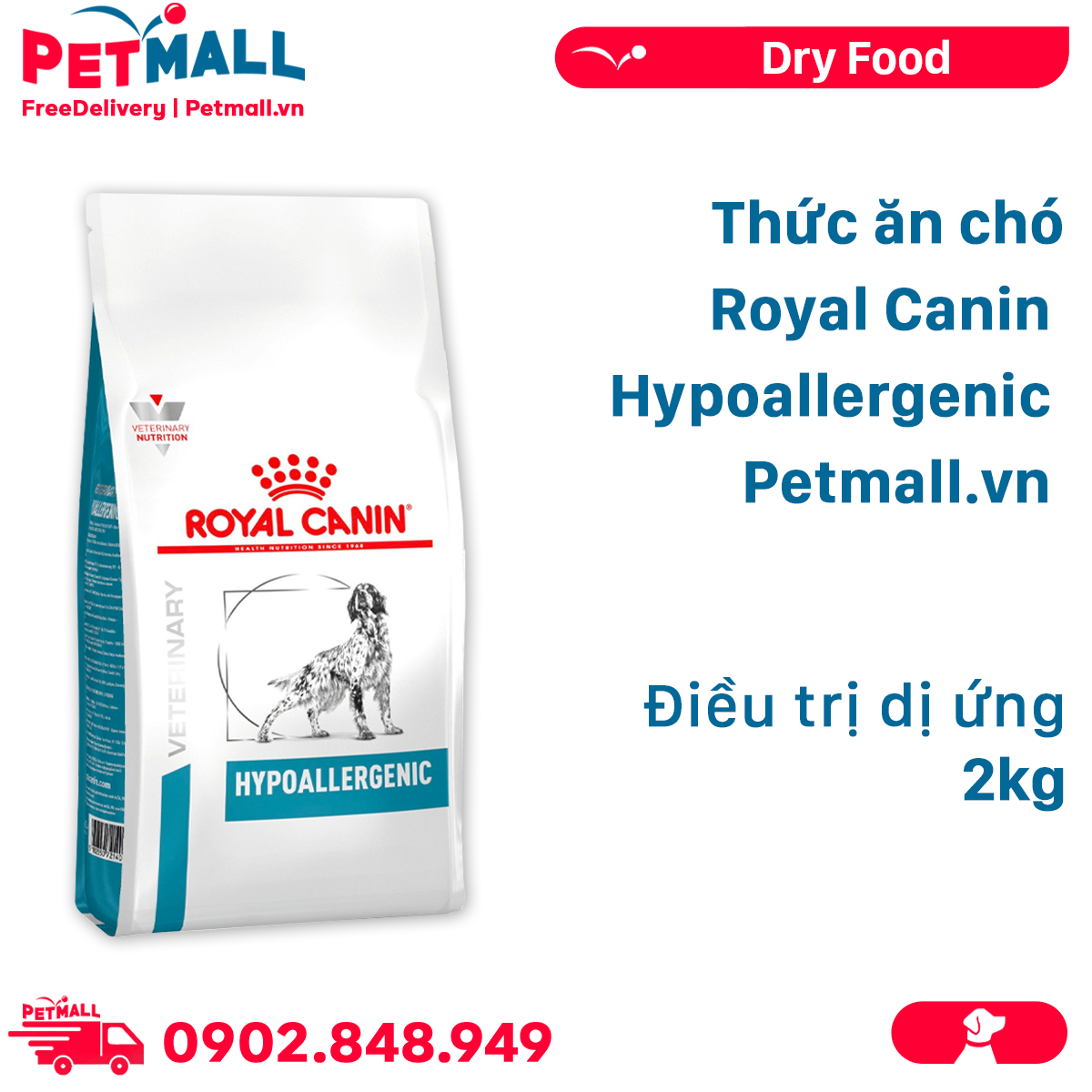Thức ăn chó Royal Canin Hypoallergenic 2kg - Hỗ trợ dị ứng Petmall