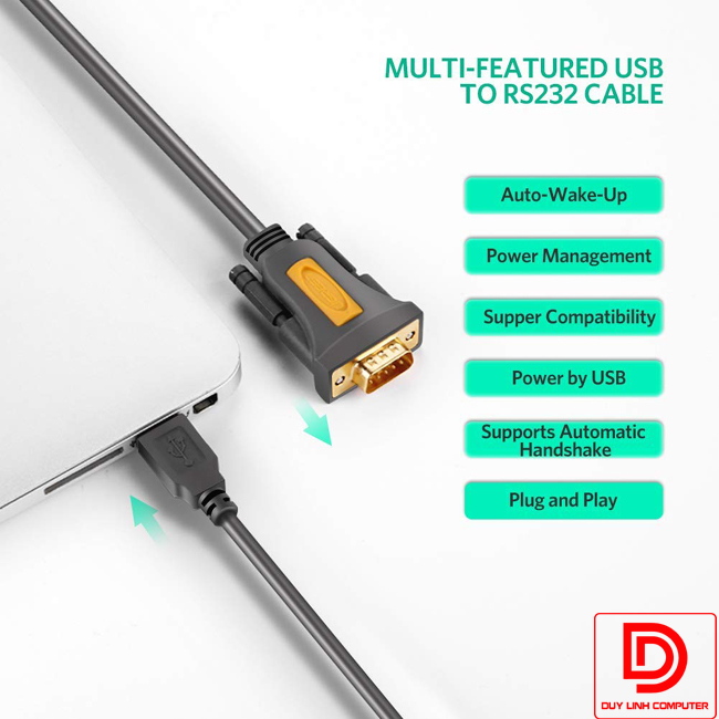Cáp USB to Com RS232 DB9 chính hãng Ugreen 20210 dài 1m