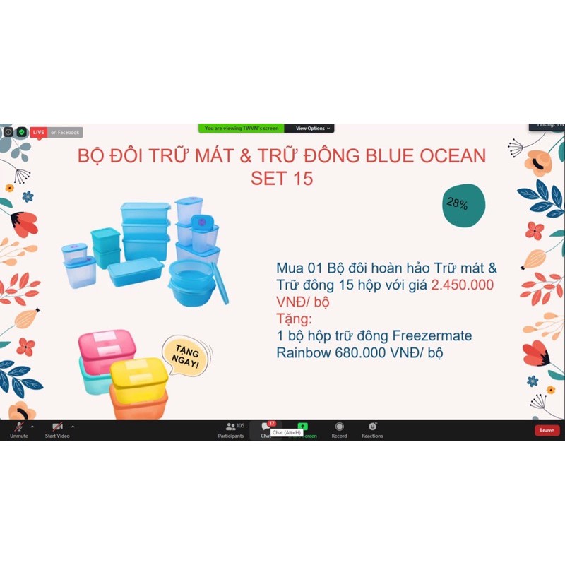 New Set 15 Hộp Blue Ocean + Quà Tupperware