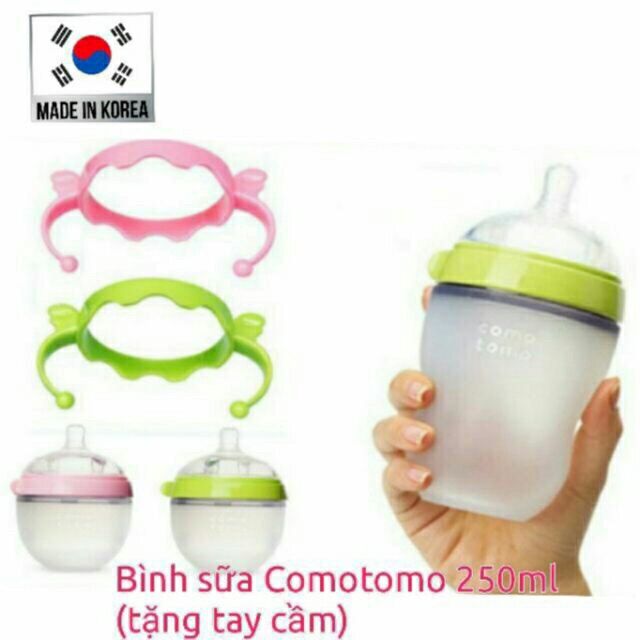 Bình sữa comotomo 150ml/250ml đủ màu [Tặng kèm núm ti thay thế]