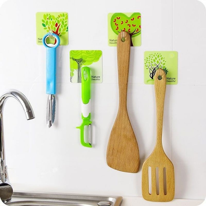 [10 CÁI] Combo 10 Móc Treo Đồ Dán Tường Hoa Văn 3D Độc Đáo