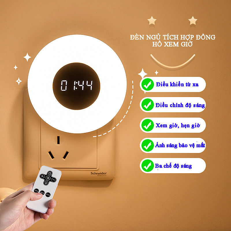 Circular remote control night light with 3 colors light watch timing switch 10 levels brightness adjustment