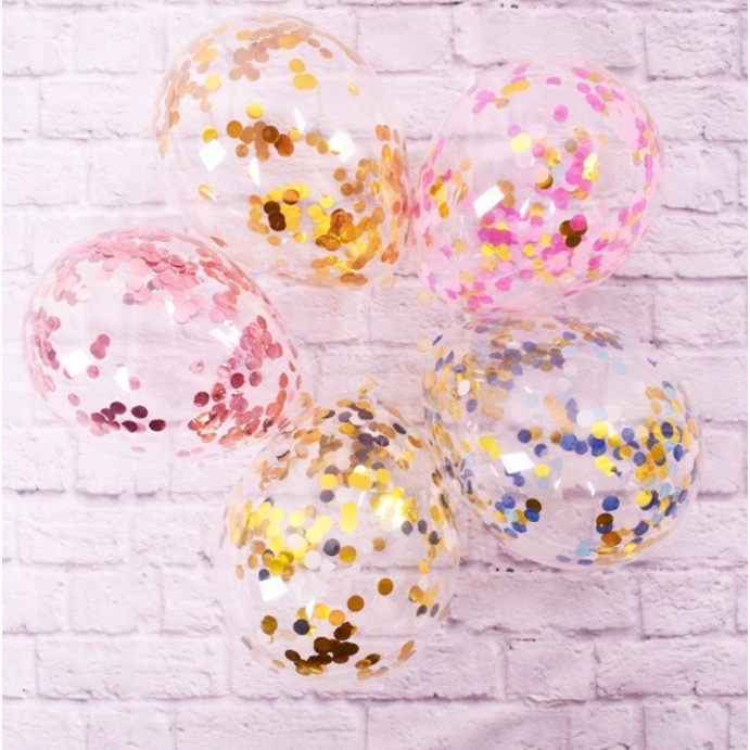 Set 10 Bóng Bay Trong Suốt Sequin size 10 inch