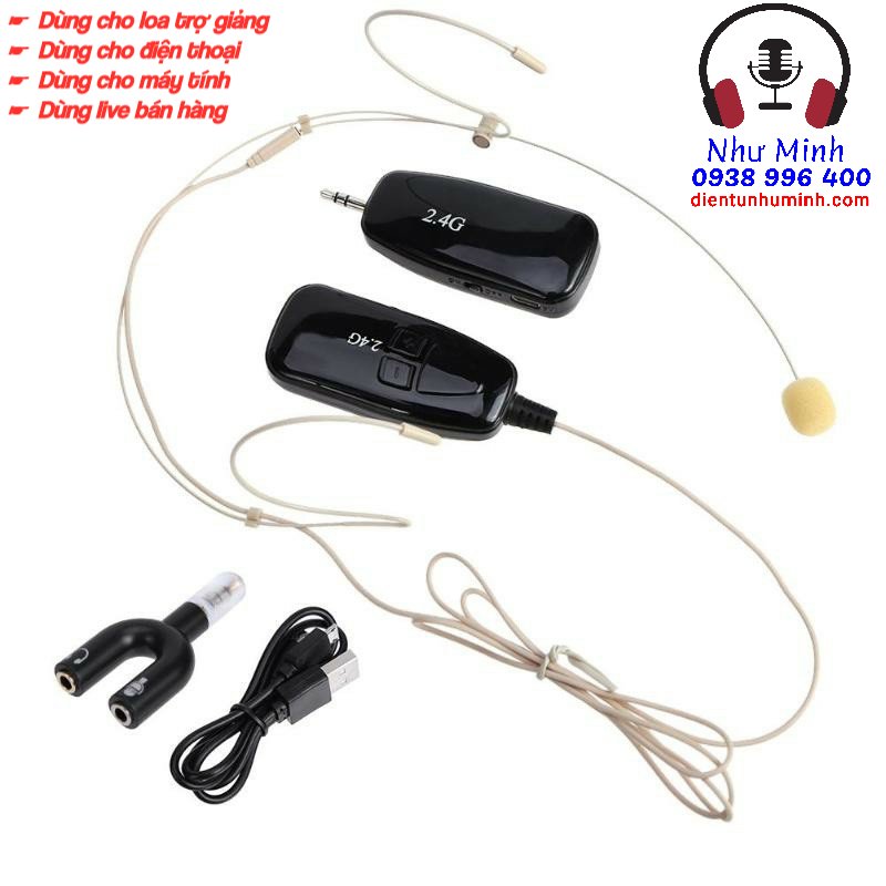 Micro không dây đeo tai hạt gạo trắng 2.4G