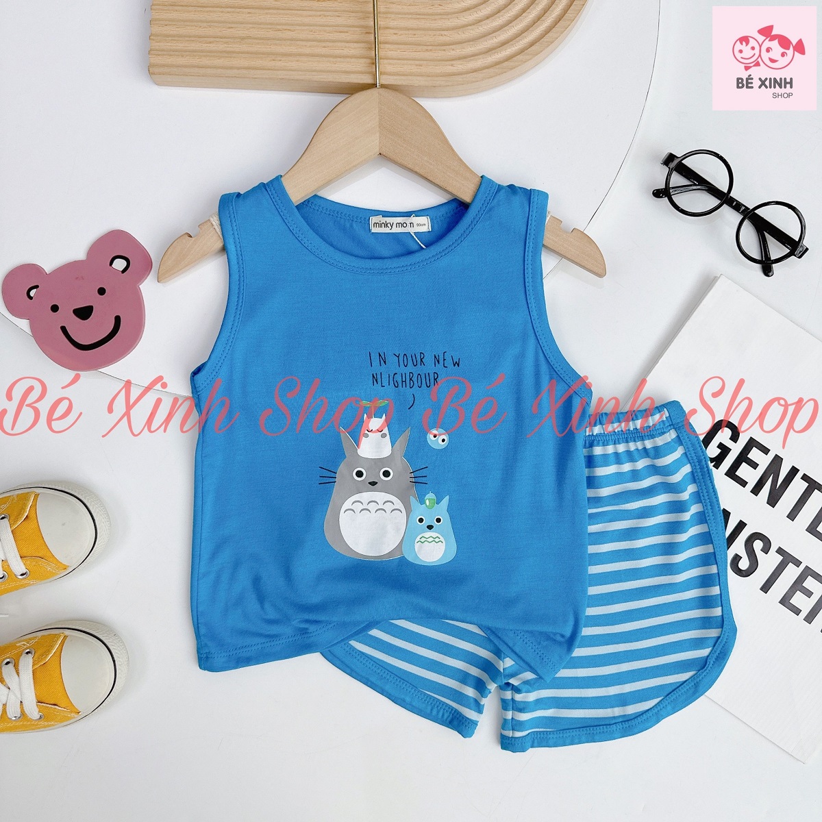 Bộ đồ 3 lỗ mùa hè cho bé trai bé gái minky mom bộ quần áo ba lỗ sát nách cho bé trai gái 3 lỗ phối sọc