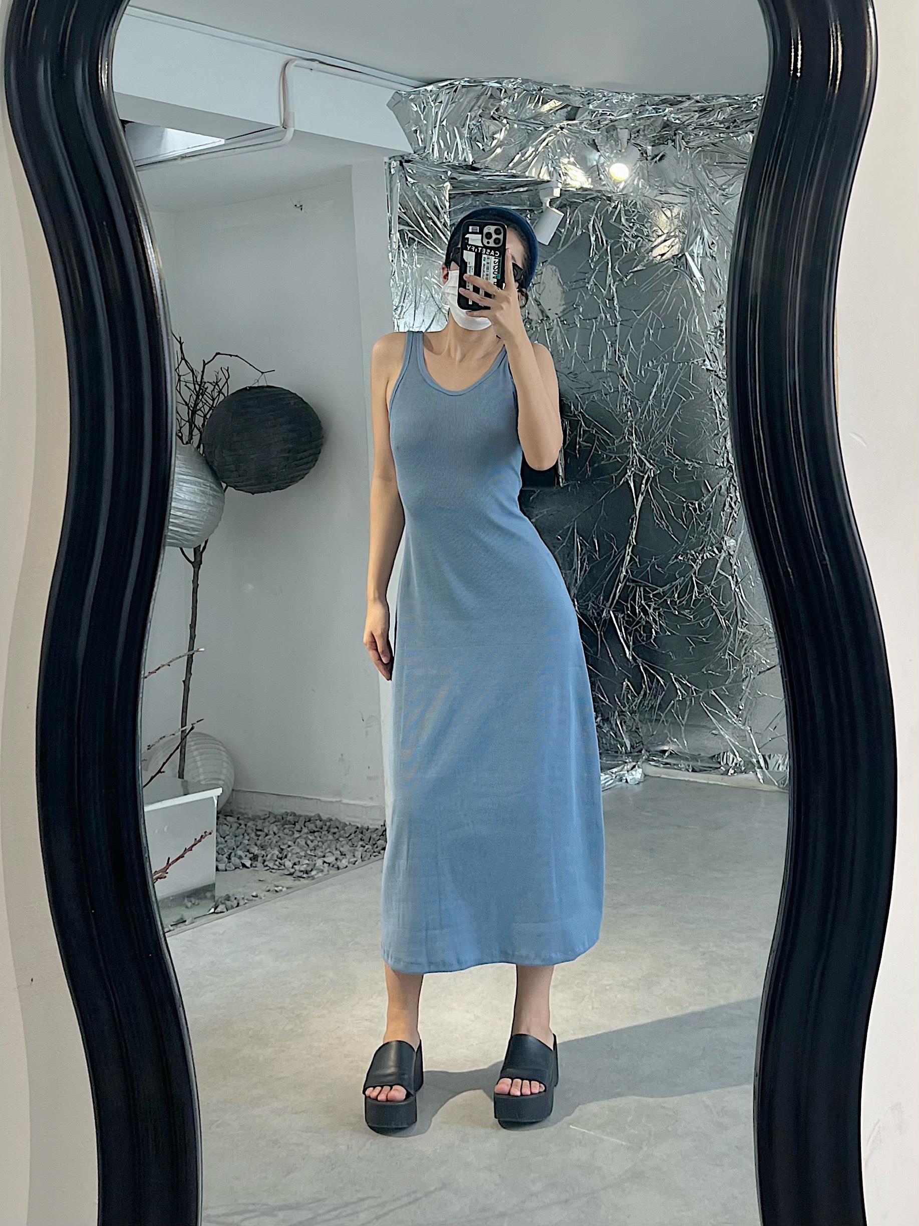 WHITELAZZ |Đầm thun dáng suông màu trắng đen - Layla Basic Dress