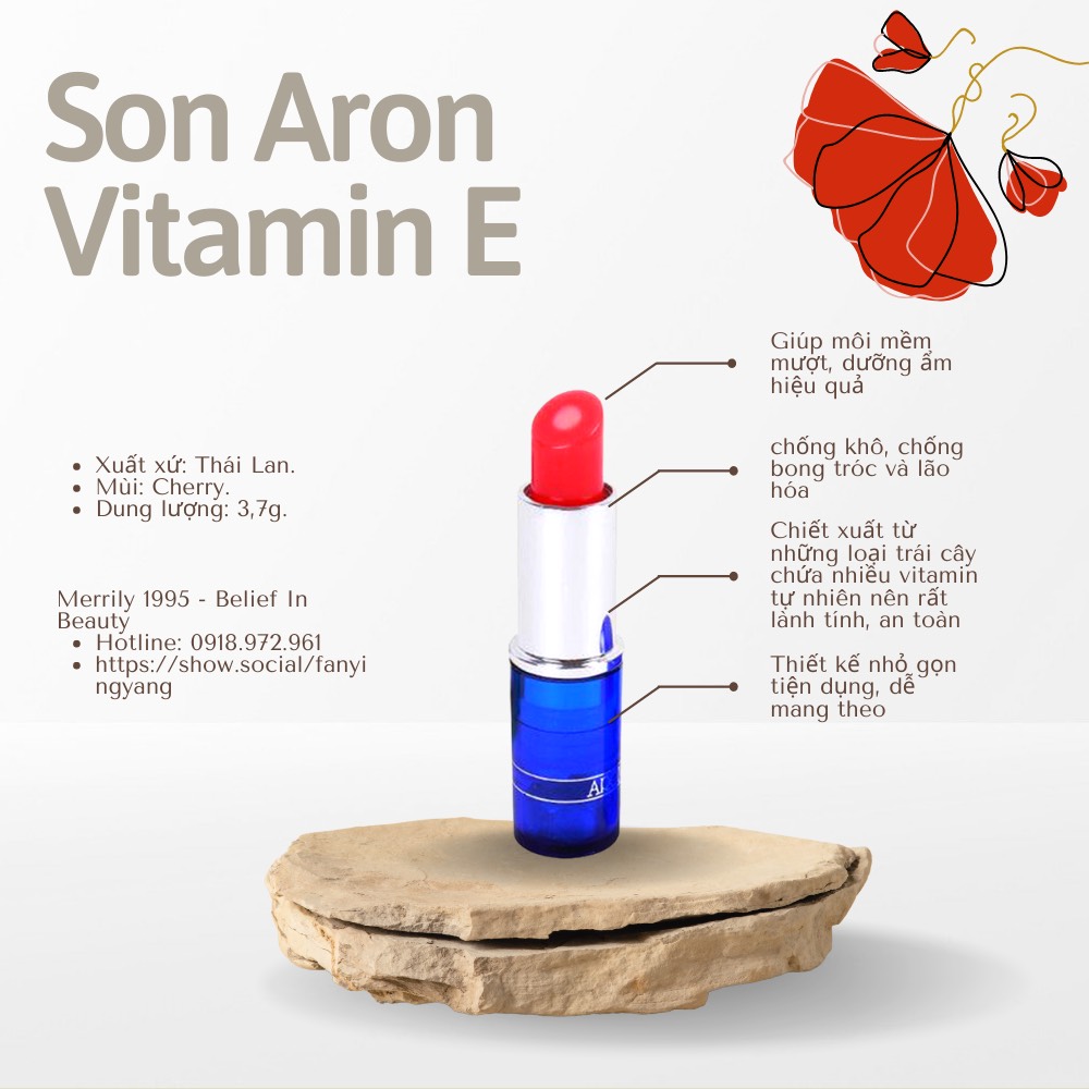 Combo 2 Cây Son dưỡng VitaminE Aron Thái Lan