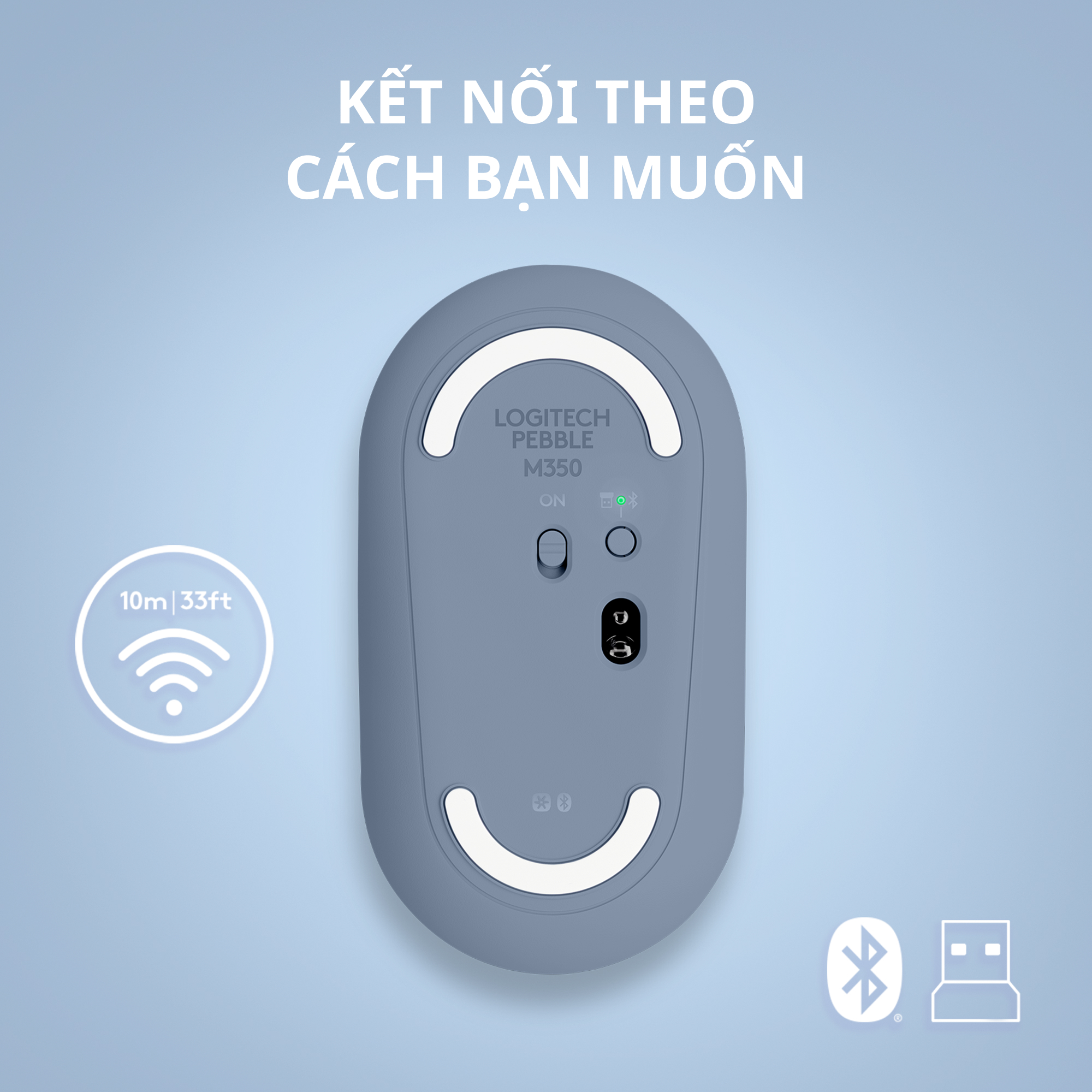Chuột không dây Logitech Pebble M350 Wireless/Bluetooth - Hàng Chính Hãng
