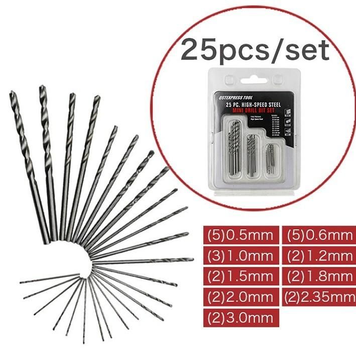 SET BỘ 25 MŨI. MŨI KHOAN. LOẠI KHOAN SẮT MINI TIỆN ÍCH SỮA CHỮA NHỎ GỌN. 582