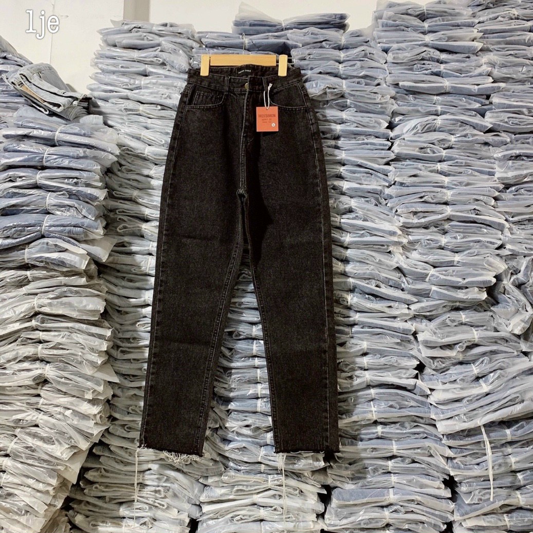 QUẦN BAGGY JEAN NỮ LƯNG CAO  LƯNG XẺ NỬA ĐĨA CHÉO RÁCH 2 GỐI TO SIÊU HOT HIT MAU XANH SIÊU PHONG CÁCH PINKY79SHOP J29
