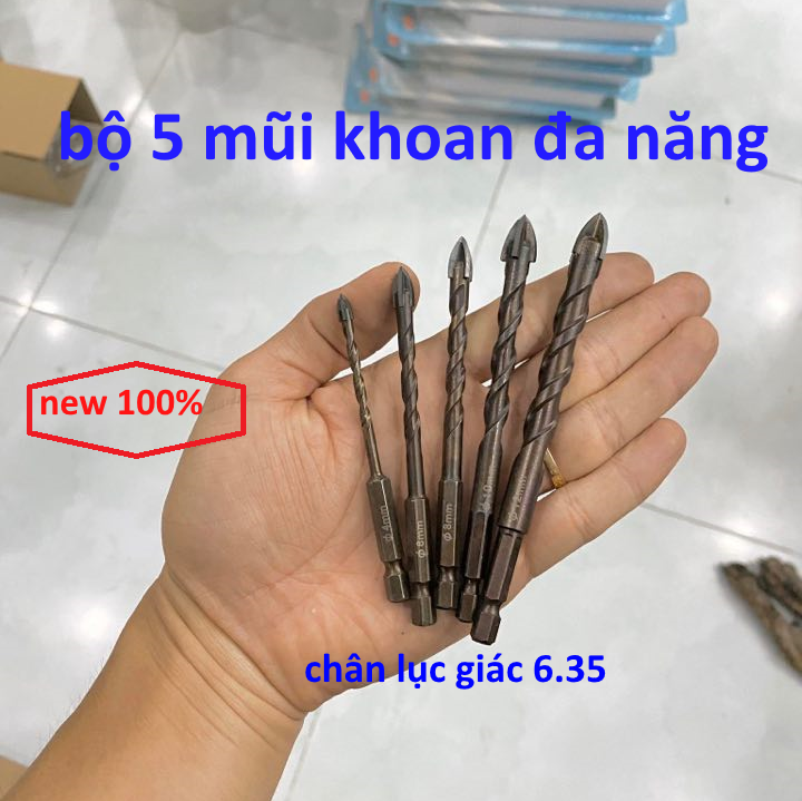 [HCM]bộ 5 mũi khoan kính gạch đá đa năng siêu tốt