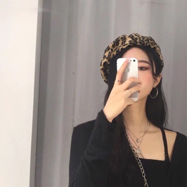 MŨ NỒI DA BÁO CÓ DÂY RÚT MŨ BERET DA BÁO