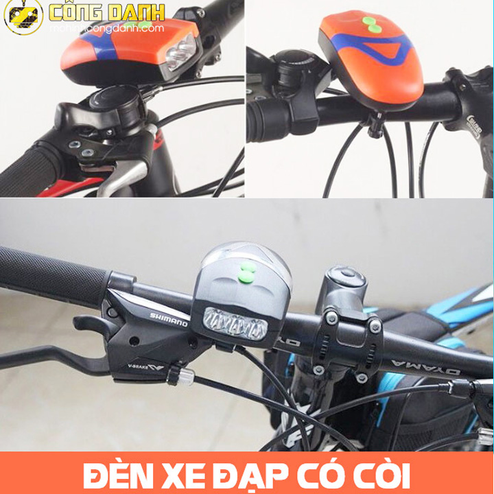 Đèn pin, đèn pha, đèn trước xe đạp có còi 4 chế độ cực sáng