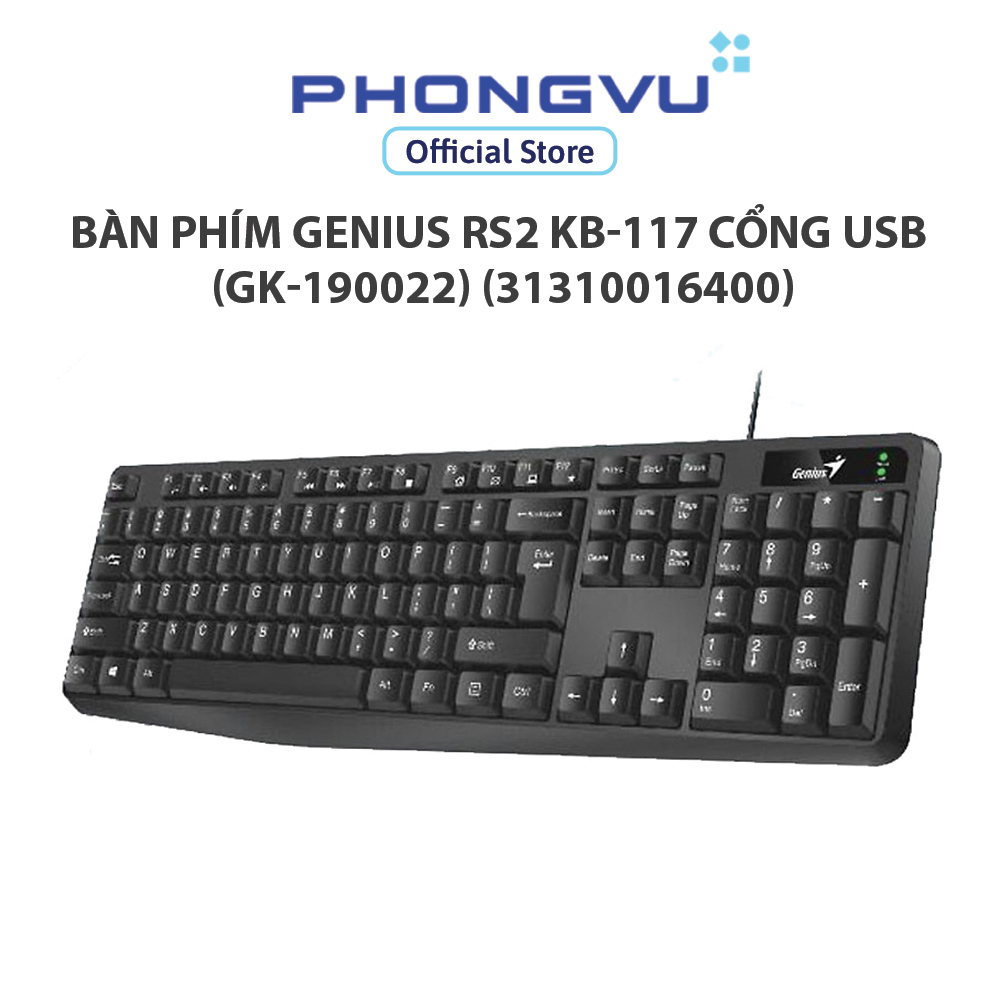 Bàn phím máy tính genius rs2 kb-117 cổng usb màu đen - bảo hành 12 tháng